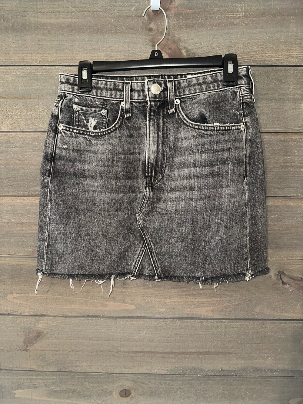 RAG & BONE Washed Black Denim Mini Skirt